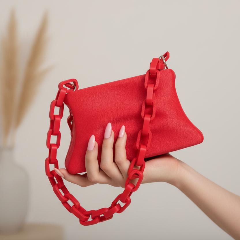 Crimson Ripple Clutch
