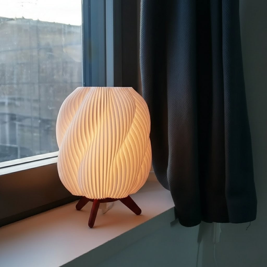 The Twisted Lamp - Modern pleated table lamp.
