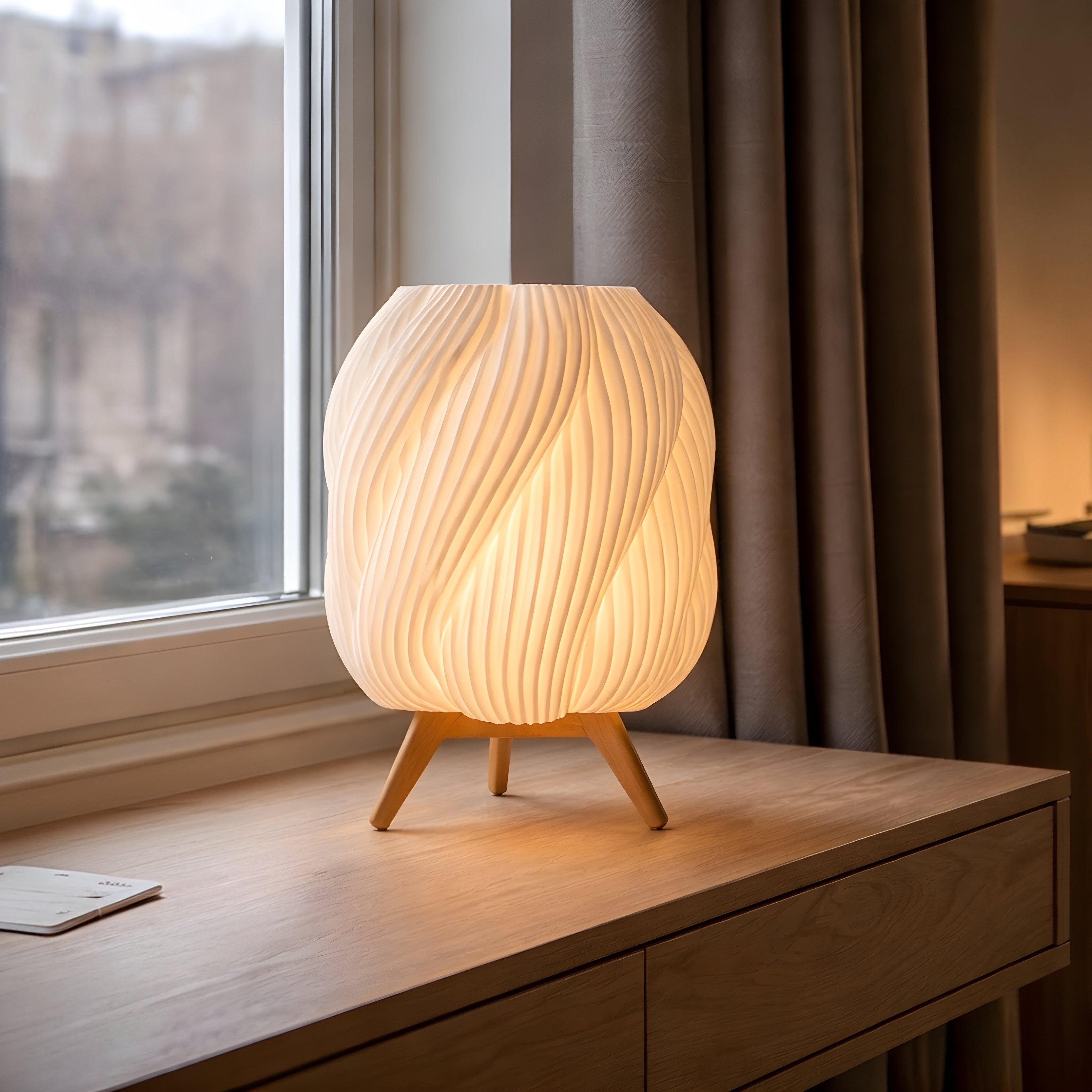 The Twisted Lamp - Modern pleated table lamp.